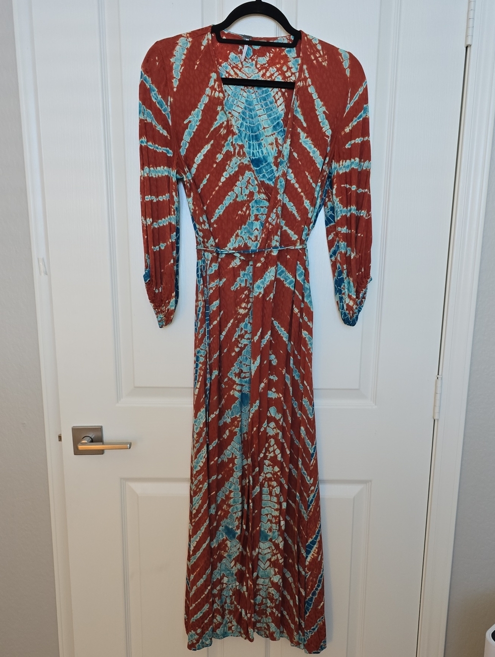YFB Rust & Teal Long Sleeve Tie-Dye Maxi Dress